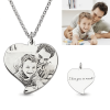 Kundenspezifische gravierte Herz-Foto-Halskette Dad & Son Silver