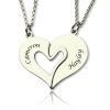 Gepersonaliseerde breekbare hart naam ketting voor koppels zilver
