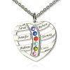 Collier maman & #039; s avec 6 enfants nom et pierre de naissance en argent sterling