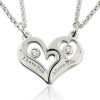 Couple & #039; s Collier Coeur Brisable avec Pierres de Naissance Argent