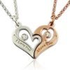 Collar de amor rompible con corazón de pareja de #039; con piedras natales