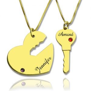 Key to My Heart Couple Name שרשראות תליון זהב