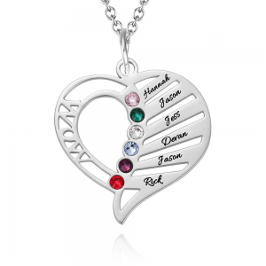 Engraved Mom Birthstone Necklace