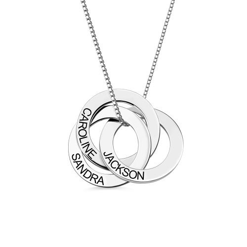 Russian Ring Necklace with Engraving - Rose Gold Plated