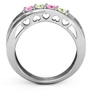 Anillo a través de mi corazón de 4 piedras