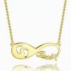 Baby Footprint Infinity Name שרשרת בציפוי זהב 14 קראט