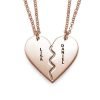 Breakable Heart Necklace Set - Rose Gold Plated
