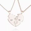 Collar de corazón "Parejas de amor verdadero" con grabado chapado en oro rosa