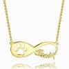 Dog Paw Print Infinity navn halskæde 14k forgyldt