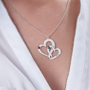 שרשרת שני לבבות חרוטה