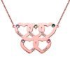 Collar de cinco corazones grabados con piedras natales en oro rosa