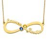 Collar personalizado de Infinity 2 con piedra de nacimiento en oro