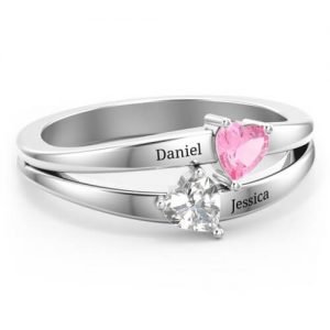 Anillo de corazones gemelos
