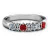 4 Sten Cirkulær Halv Bezel og Twin Accent Ring