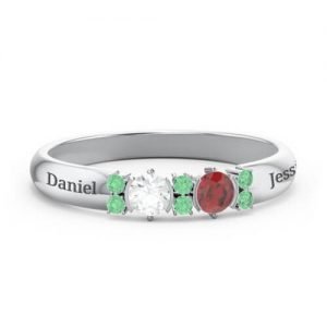 Anillo de acento doble gemelo de medio bisel circular