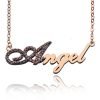 Rose Gold Script Name Necklace Piedras de nacimiento completas iniciales