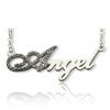 Collar de plata esterlina con nombre de guión: piedra de nacimiento completa inicial