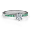 Bague solitaire à 8 griffes avec lignes accentuées à deux canaux