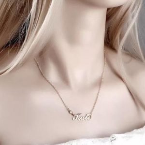 Collar con nombre de piedra de nacimiento personalizado chapado en oro rosa