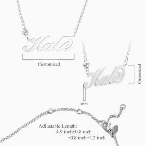 Collar con nombre de piedra de nacimiento personalizado plateado