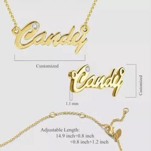 Collar con nombre CZ personalizado chapado en oro de 14 k