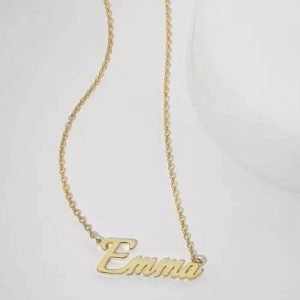 Collana con nome personalizzato placcato in oro 14k