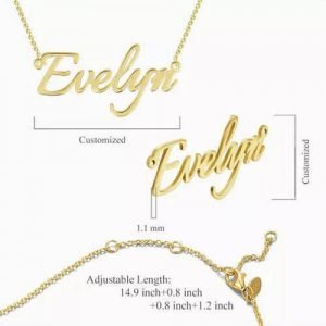 Collana con nome personalizzato placcato in oro 14k