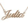 Collar con nombre clásico pequeño en baño de oro rosa de 18 k