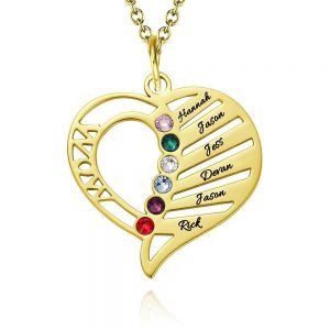 Engraved Mom Birthstone Necklace