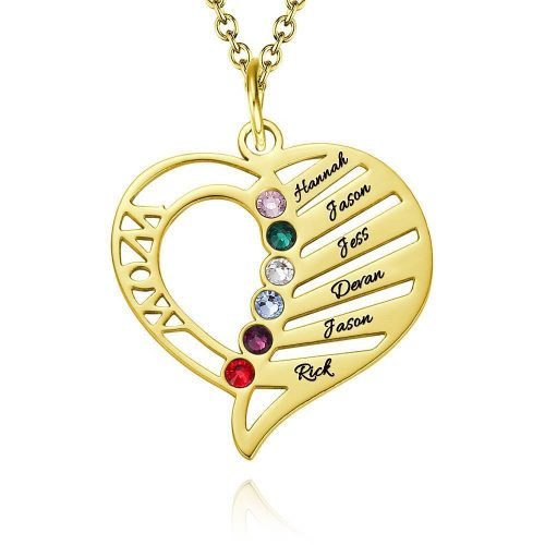 Engraved Mom Birthstone Necklace
