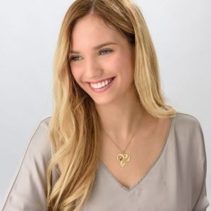 Dos corazones para siempre un collar con piedras natales - Chapado en oro