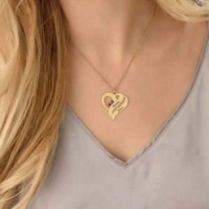 Dos corazones para siempre un collar con piedras natales - Chapado en oro