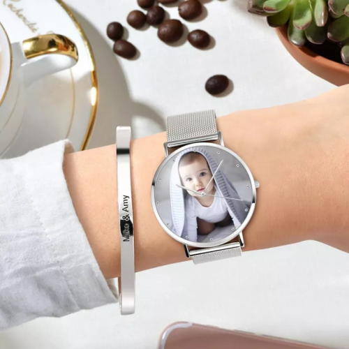 Reloj fotográfico personalizado para pareja unisex