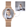 Reloj de pulsera con foto de aleación de oro rosa para mujer