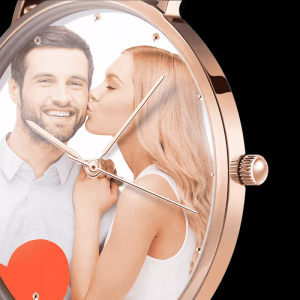 שעון צילום ורד גולדטון לנשים רצועת עור אדומה