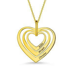 שרשרת Family Hearts בציפוי זהב