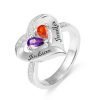 Forever Together graveret Birthstone Heart Ring til hende
