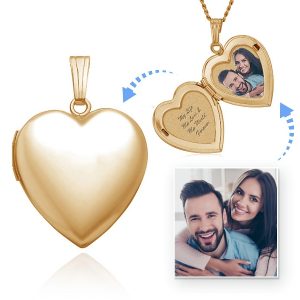 Heart Photo Locket Necklace with Engraving