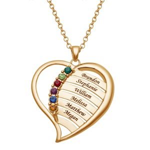 Heart Leaf Personalized Mother's Family Birthstone