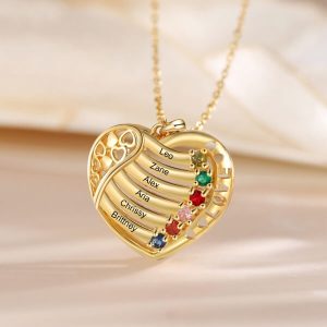 Personalized Name and Birthstone Family Necklace